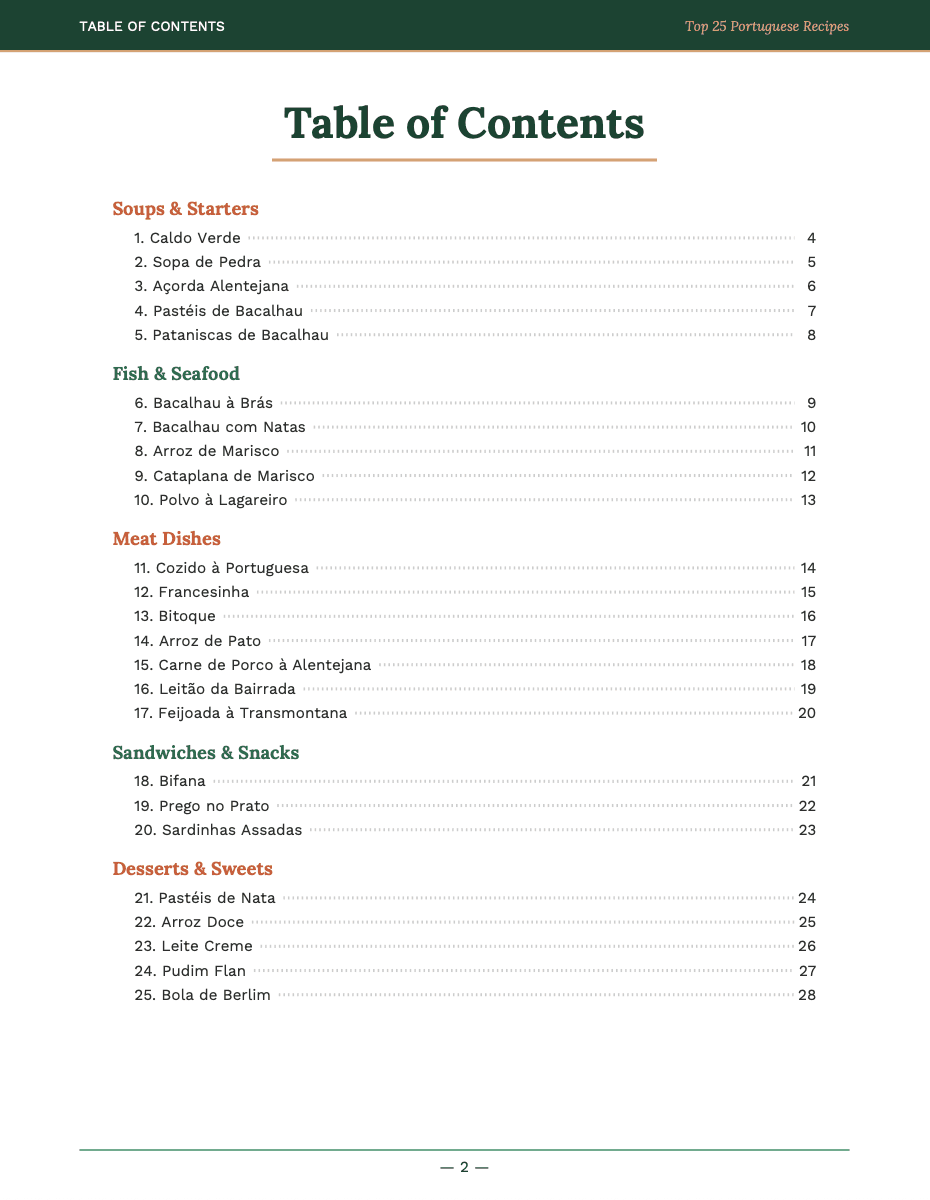 Portuguese Cookbook - Content Preview